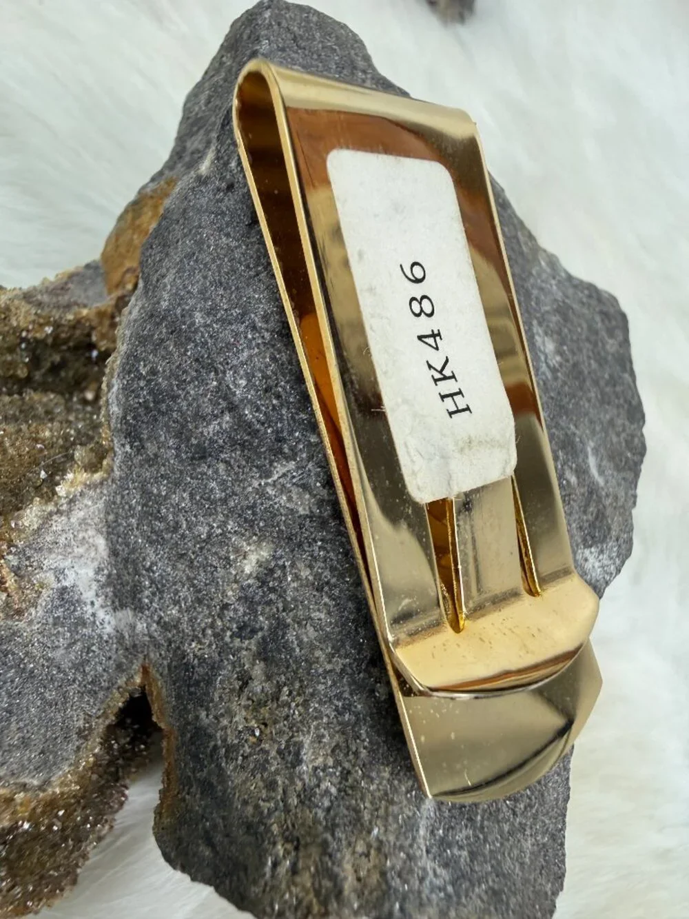 Vintage Hadley Faux Scrimshaw Ship Gold Tone Money Clip 2